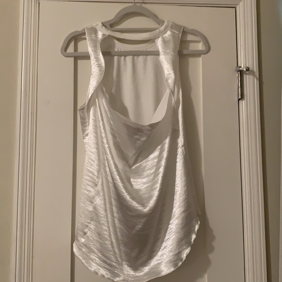 White High Neck Blouse with Swoop Back - Picture 2 of 3